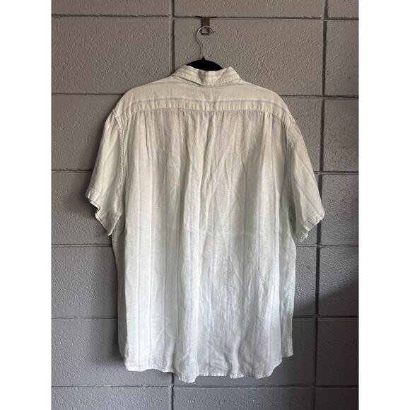 Men's J.Crew Retro Striped Linen Button Down Short Sleeve Shirt Bohemian size XL - Picture 3 of 4